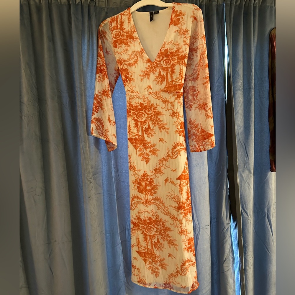 Midi flowy orange summer dress